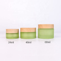 Beautiful cream packaging glass cosmetic jar cream jar with bamboo lid